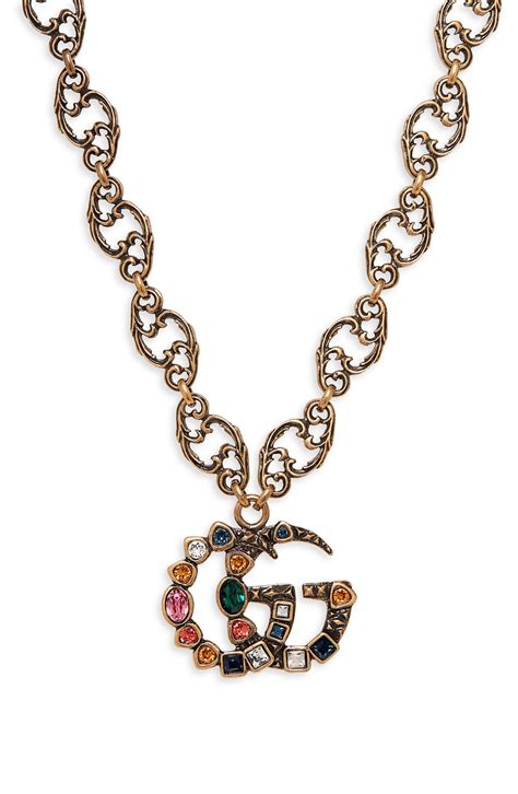 gucci double g crystal necklace